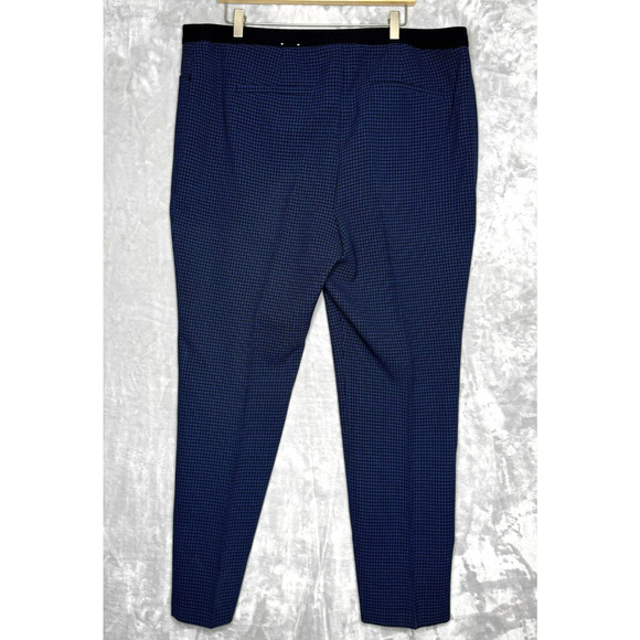 Chicos Slim Leg Pant Womens XL Blue Black Geometric Twill Flat Front Pockets - Picture 2 of 8